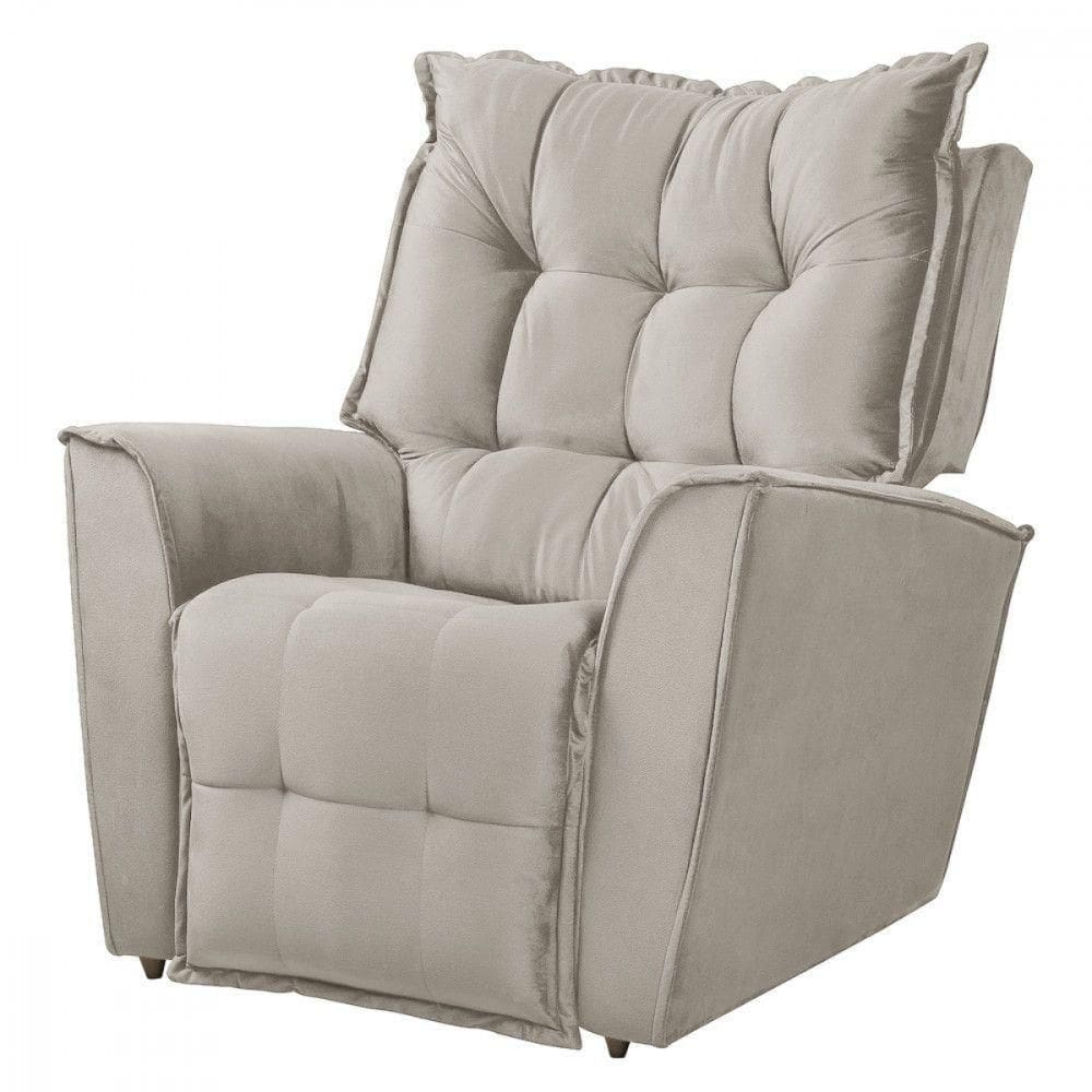 Poltrona Reclinavel Do Mamãe Carinho Veludo Marfim Marfim