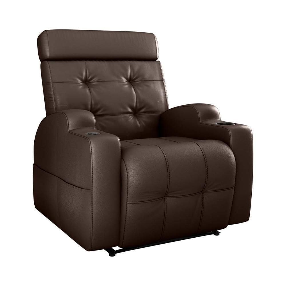 Poltrona Reclinável Do Papai Automática Com Usb E Porta Copos Cherokee Matrix Sintetico Marrom