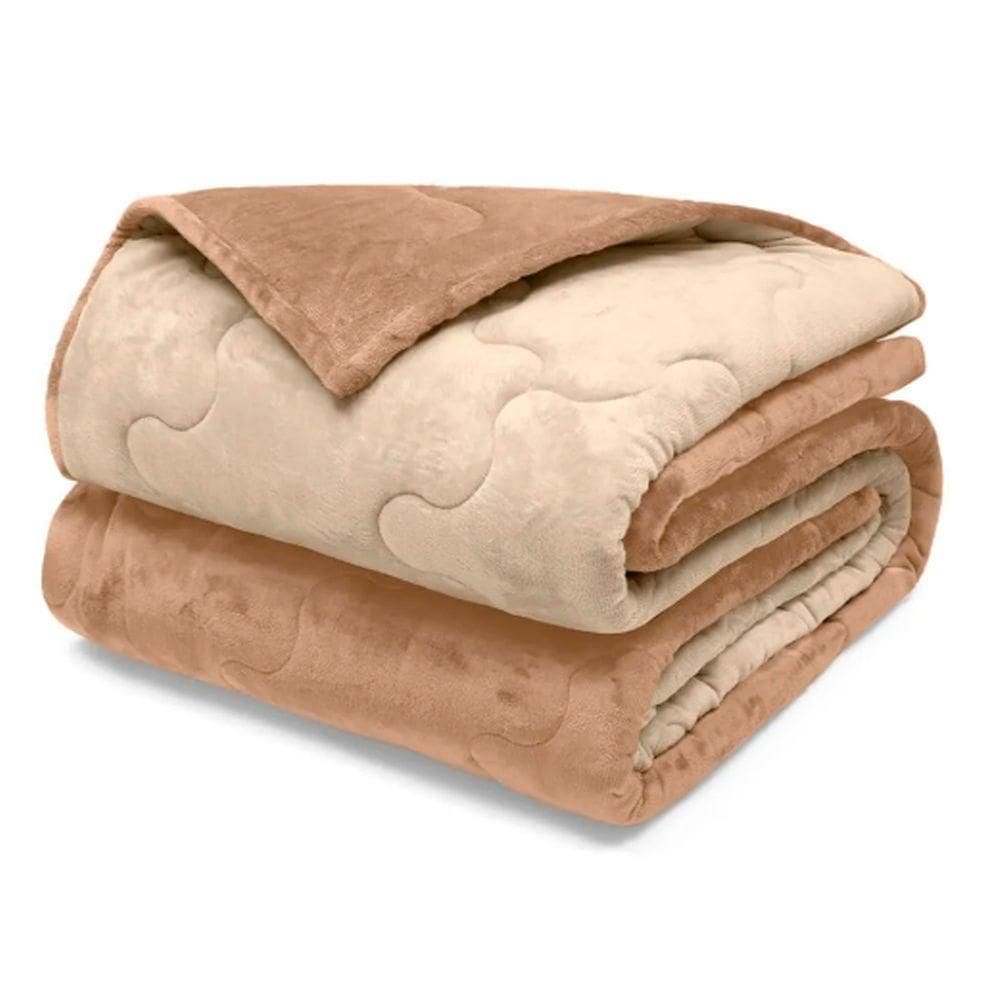 Edredom Buettner King Plush Flannel 100% Poliéster Dupla Face 260mx280m Khaki Escuro E Khaki Claro