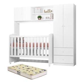 Conjugado Ternura Com Berço Amore Branco E Colchão Supreme - Peternella Móveis Branco