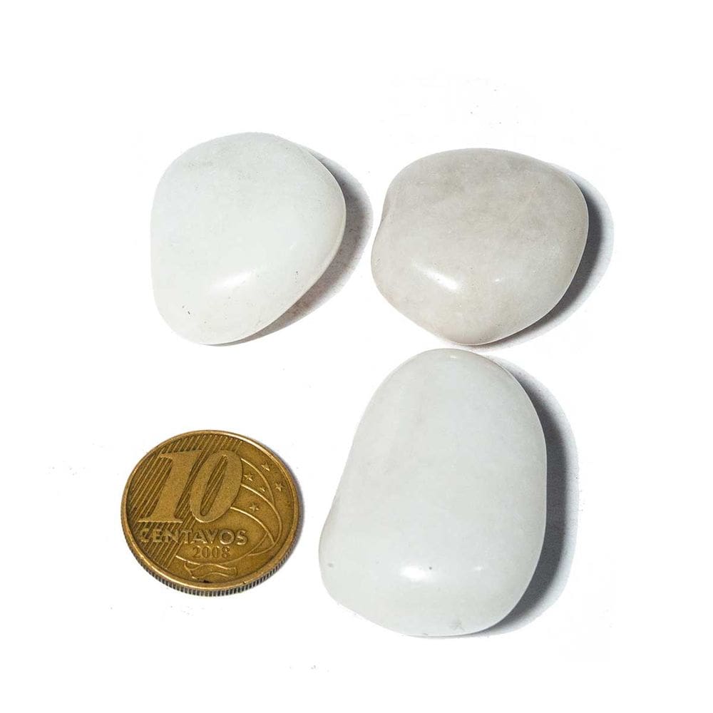 03 Quartzo Leitoso Rolado Pedra G 30 a 45mm Classe A