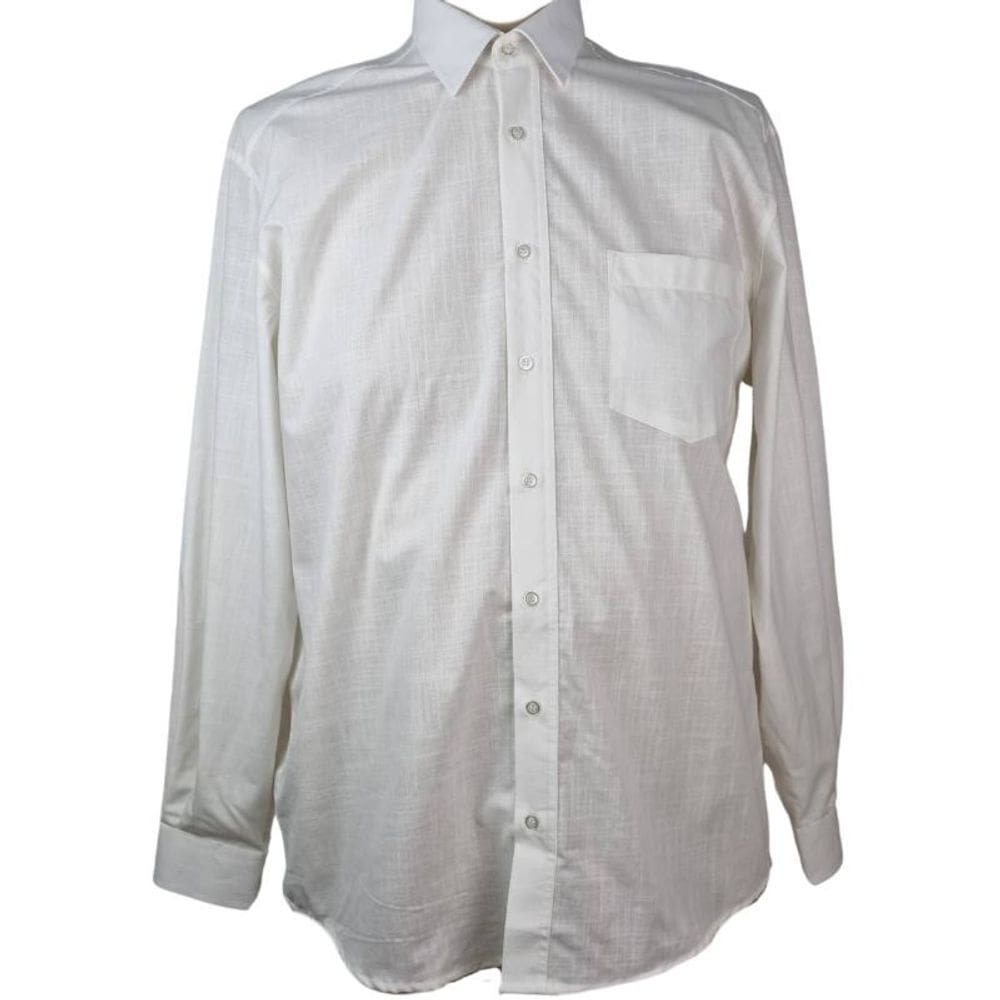 Camisa Social Masculina ML Off White Plus Size 8