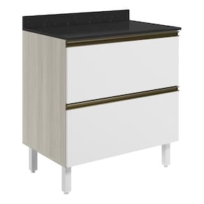 Balcao Com Tampo 2G 80cm MDF Kali 16412 Bianco Toq Branco Uv Nicioli