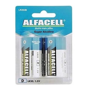 Pilha Alcalina D2 Grande Alfacell 2 Unidades Aquecedor a Gás