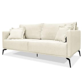 Sofá 2 Lugares 180cm Pés De Metal Vecchia S06 Linho Natural - Mpozenato