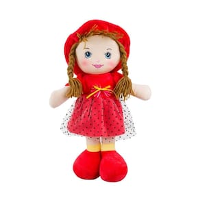 Boneca De Pano Chapéu Vestido De Bolinhas 40Cm