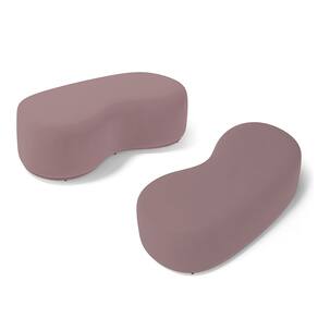Kit 02 Puffs Decorativos Living Aisha Orgânico 02 Lugares Veludo Rosê - Abmaza