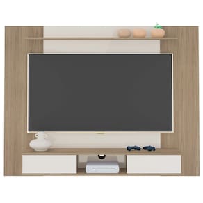Painel Suspenso Para TV 72 Pol 176 cm Carvalho Off White ARLY