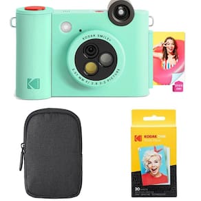 Câmera e impressora KODAK Smile+ 2 em 1 com estojo e papel - verde