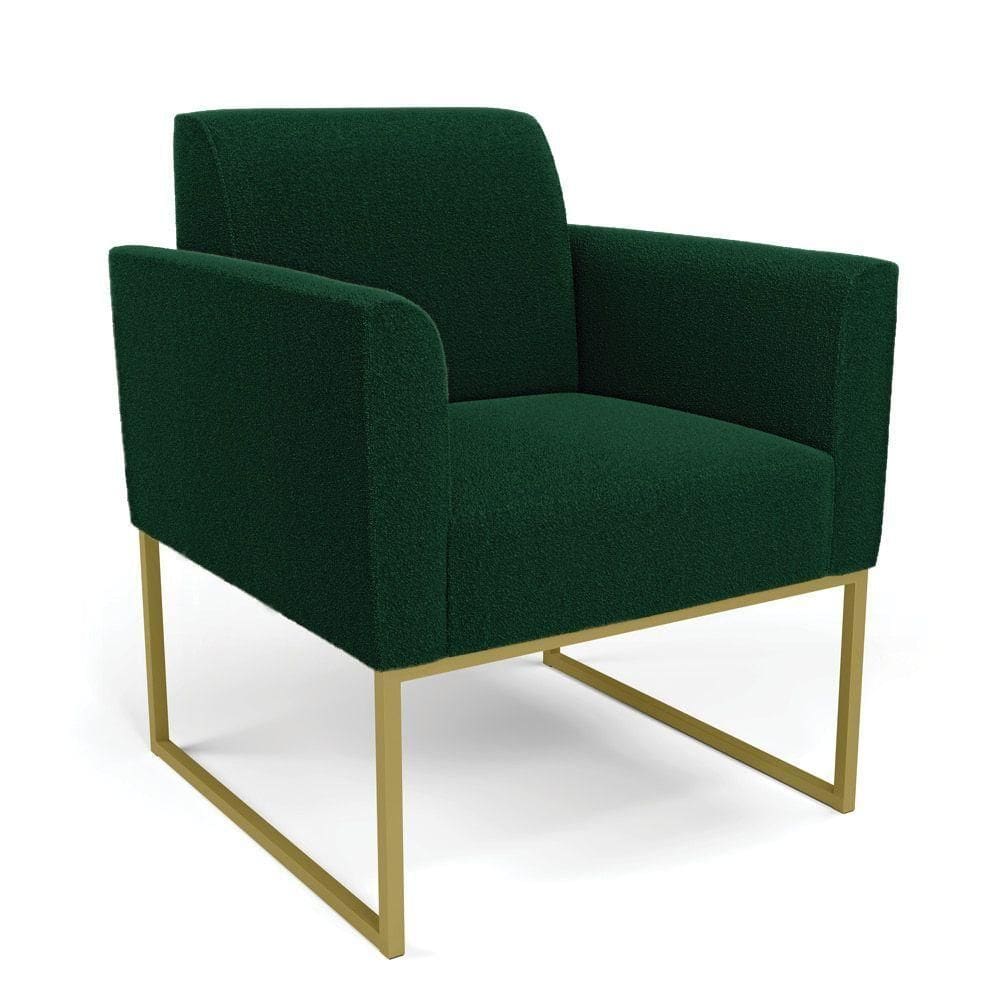 Poltrona Sala De Estar Industrial Dourado Marisa Bouclê Verde D03 - D`rossi