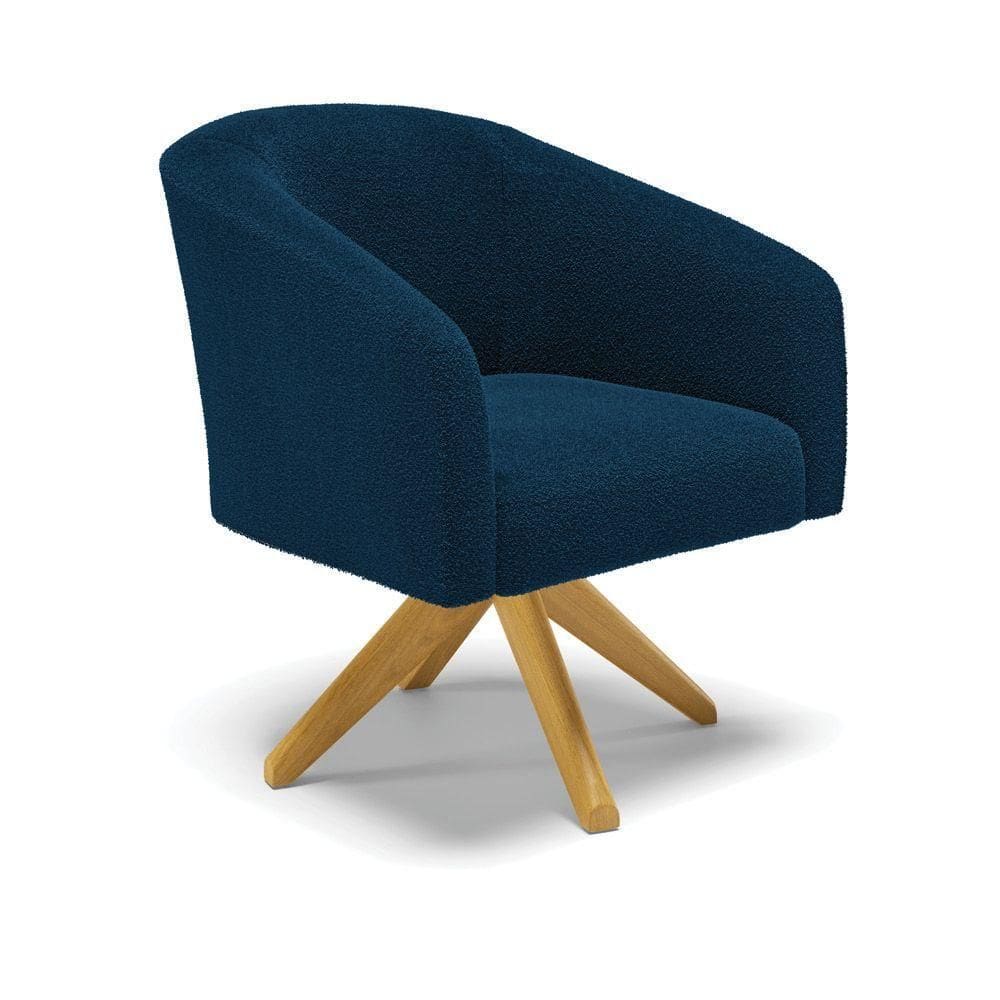 Poltrona Decorativa Giratória Ma30 Stella Bouclê Azul - D`rossi