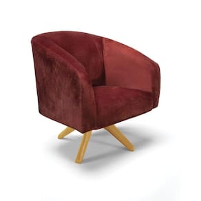 Poltrona Decorativa Giratória Ma30 Stella Veludo Text Marsala D03 - D`rossi