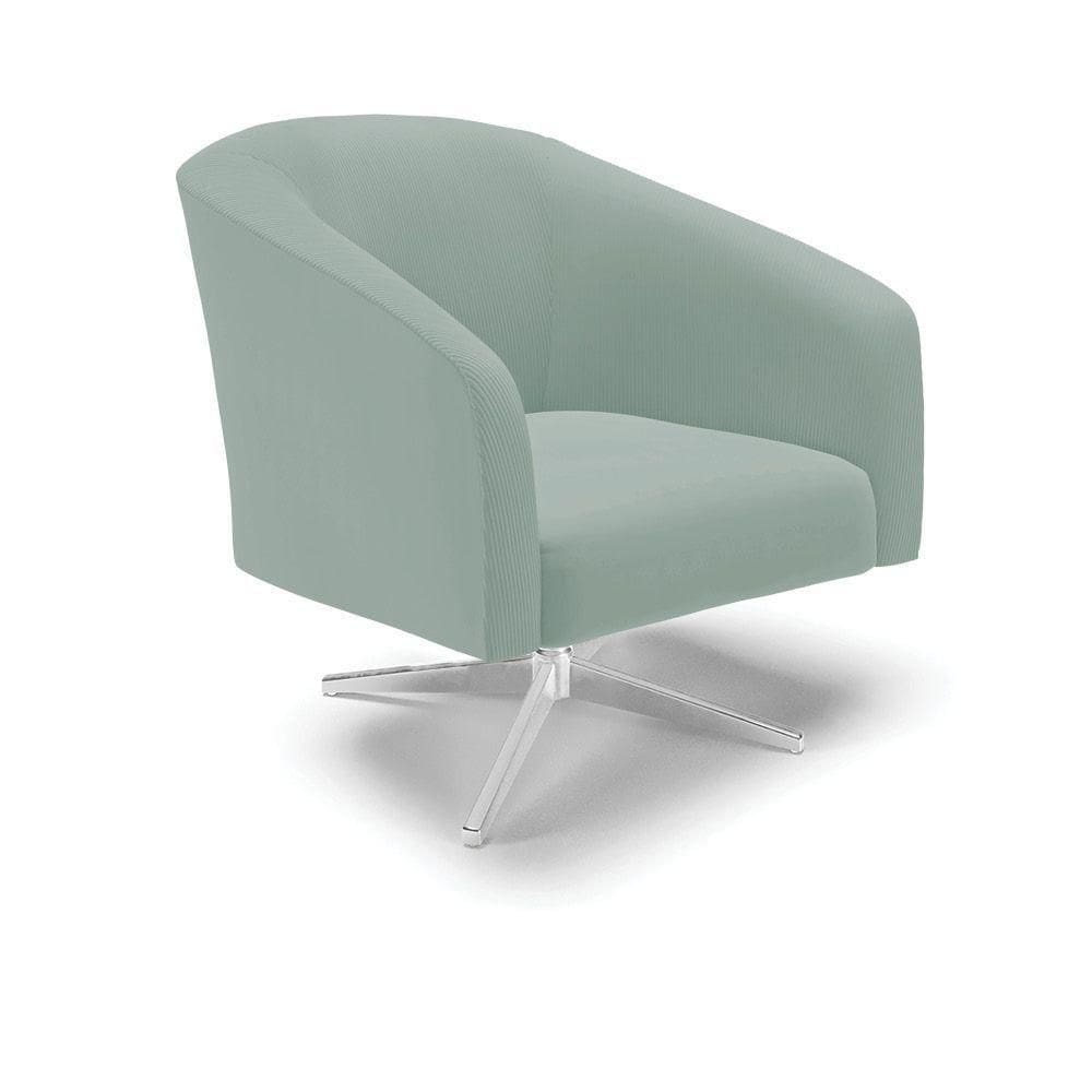 Poltrona Decorativa Giratória Cromada Stella Cotelê Int/veludo Menta D03 - D`rossi