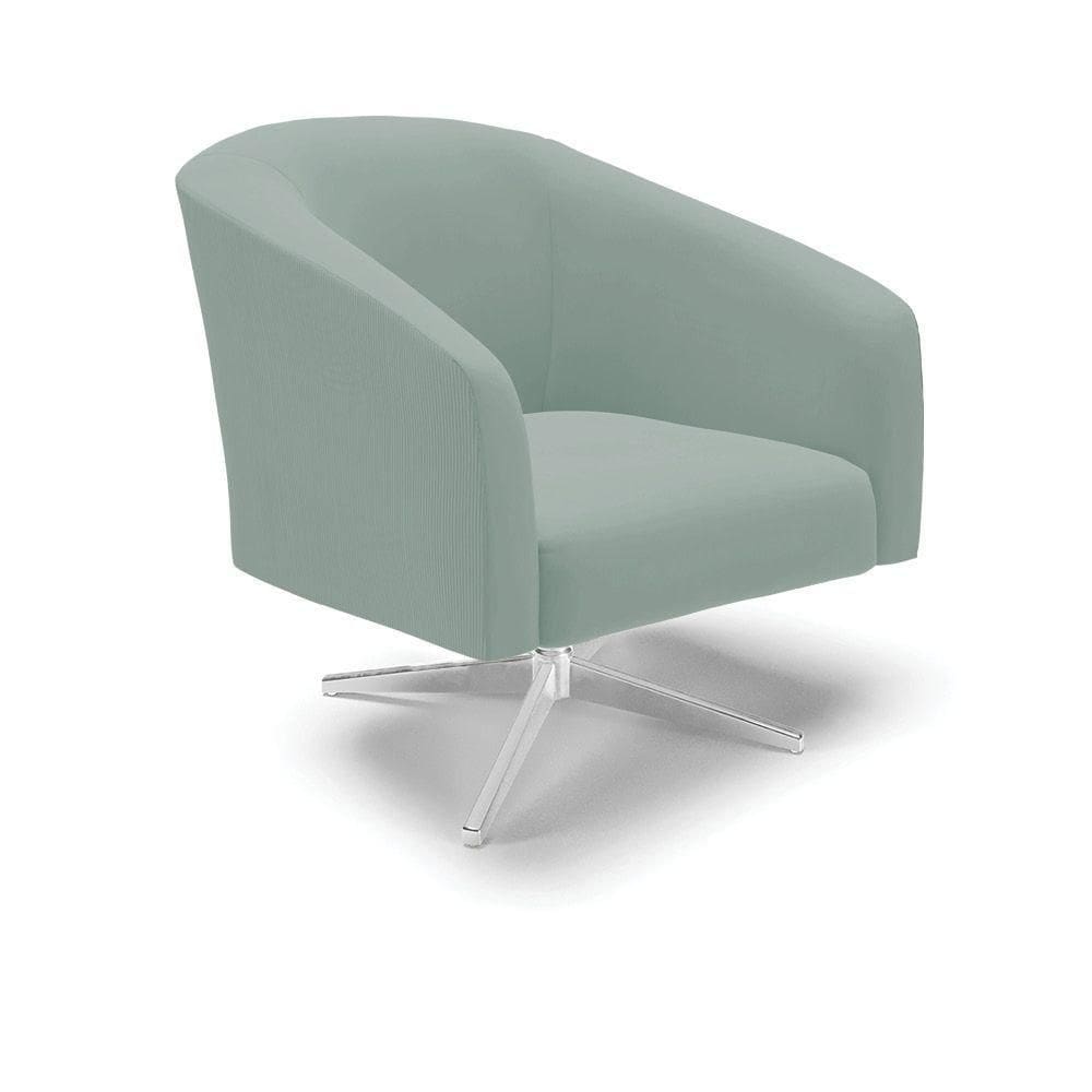 Poltrona Decorativa Giratória Cromada Stella Cotelê Ext/veludo Menta D03 - D`rossi