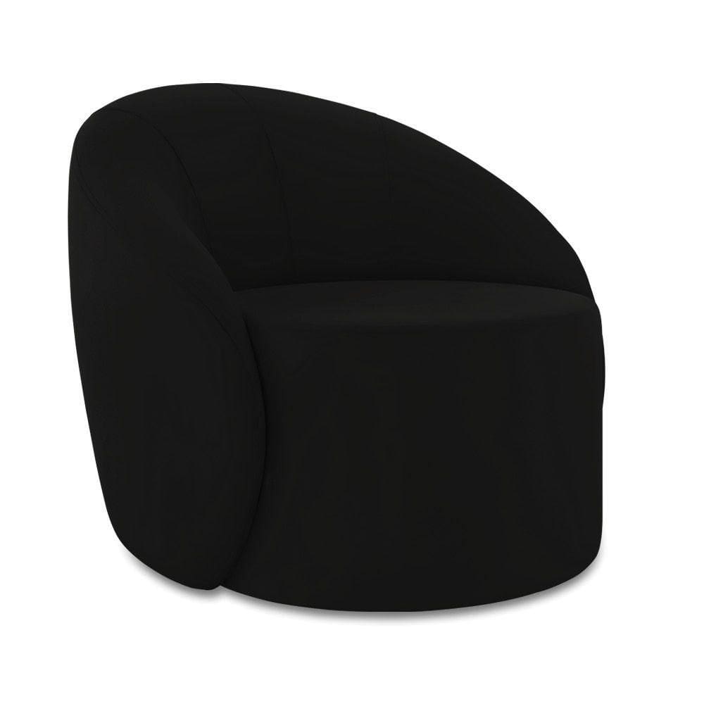 Poltrona Decorativa Orgânica Giratória Lua Veludo Preto D03 - D`rossi