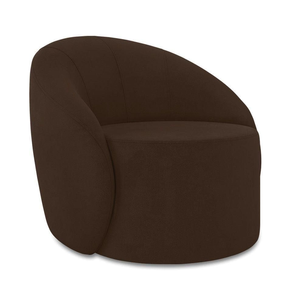 Poltrona Decorativa Orgânica Lua Suede Marrom D03 - D`rossi