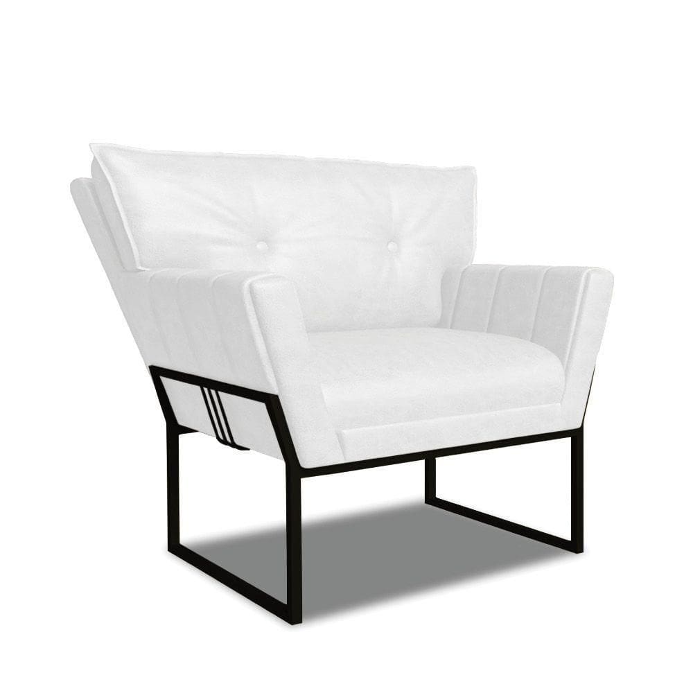 Poltrona Sala De Estar Industrial Pto Anitta Sintético Pu Branco D03 - D`rossi