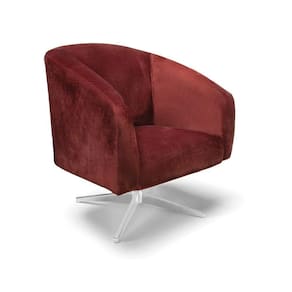 Poltrona Decorativa Giratória Cromada Stella Veludo Text Marsala D03 - D`rossi