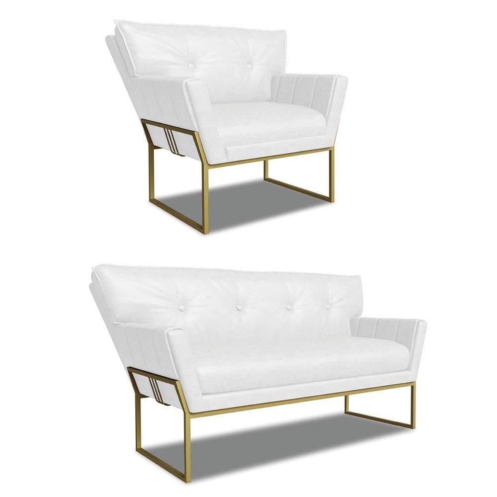 Namoradeira E Poltrona Industrial Dour Anitta Sintético Pu Branco D03 - D`rossi