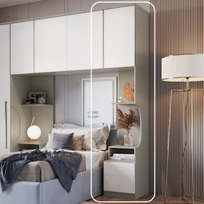 Mesa de Cabeceira Modulada Reto 1 Porta 2 Gavetas Elegance Niquel/Blanc