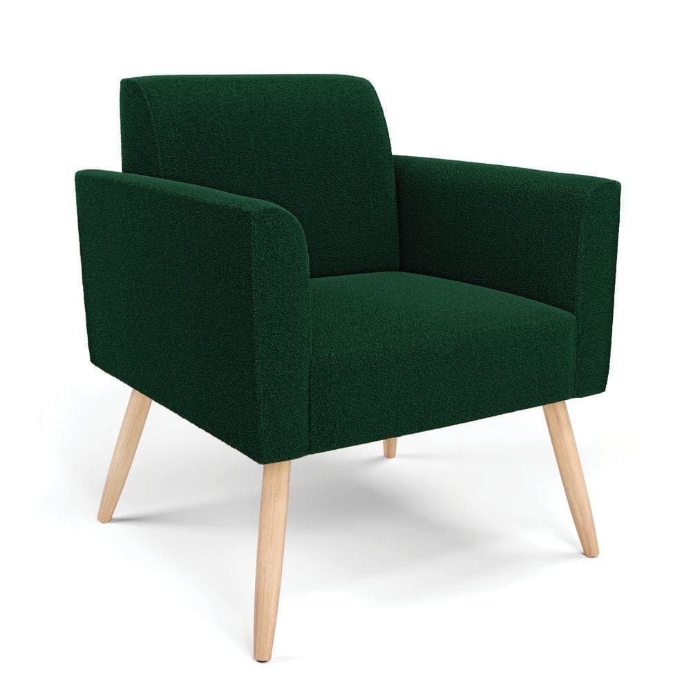 Poltrona Sala Estar Pé Palito Natural Marisa Bouclê Verde D03 - D`rossi