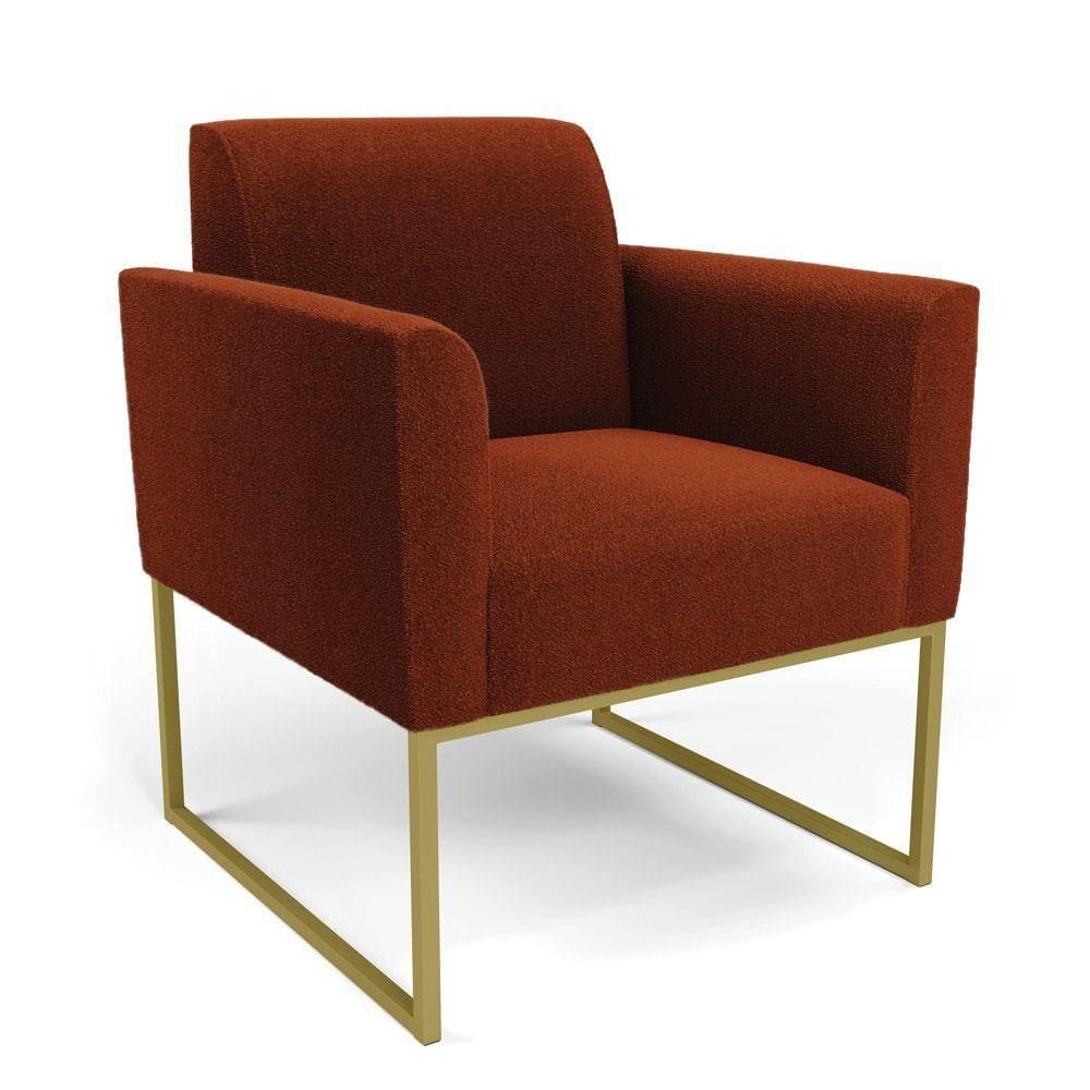 Poltrona Sala De Estar Industrial Dourado Marisa Bouclê Terra D03 - D`rossi