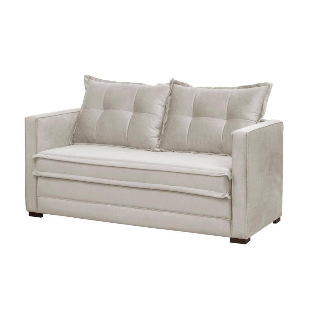 Sofá Cama Casal Articulável 2 Lugares Londres Suede Bege - D`monegatto