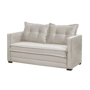 Sofá Cama Casal Articulável 2 Lugares Londres Suede Bege - D`monegatto