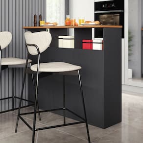 Mesa Bancada Balcão Ilha para Cozinha com 3 Portas e Nichos Divisor de Ambiente Veneza  Cinza