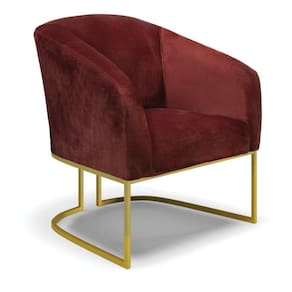 Poltrona Decorativa Industrial Dourado Stella Veludo Text Marsala D03 - D`rossi