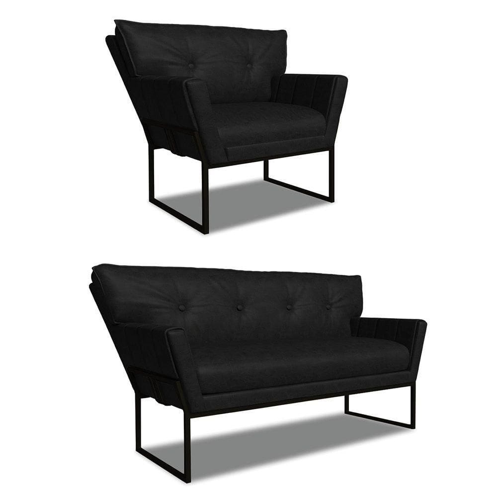 Namoradeira E Poltrona Industrial Pto Anitta Sintético Pu Preto D03 - D`rossi