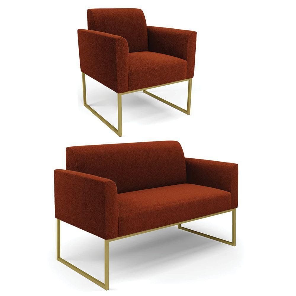 Namoradeira E Poltrona Industrial Dourado Marisa Bouclê Terra D03 - D`rossi