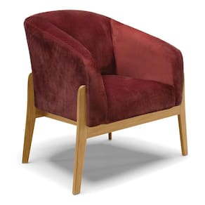 Poltrona Decorativa Base De Madeira Stella Veludo Text Marsala D03 - D`rossi