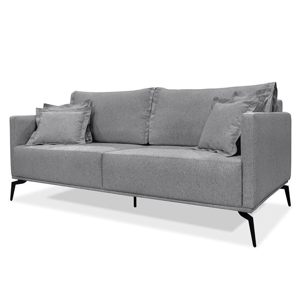 Sofá 2 Lugares 160cm Pés De Metal Vecchia S06 Linho Cinza - Mpozenato