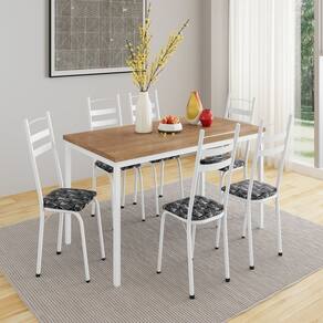Conjunto de Mesa com 6 Cadeiras Adriana Branco/ Mosaico Silver/ Demolição