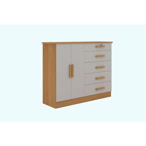 Cômoda New Athos 5 Gavetas Com Sapateira D` Doro Cinamomo/off White