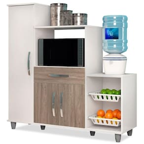Armário De Cozinha Com Fruteira E Nicho Ibiza - Lumil Móveis Branco/castanho