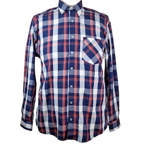 Camisa Social Manga Longa Azul Xadrez Plus Size