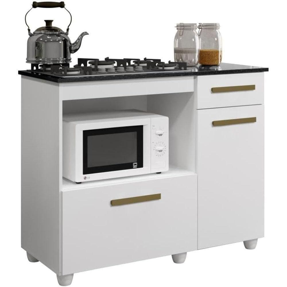 Balcão Para Cooktop 5 Bocas Violeta Kaiki Móveis Branco