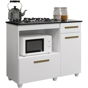 Balcão Para Cooktop 5 Bocas Violeta Kaiki Móveis Branco