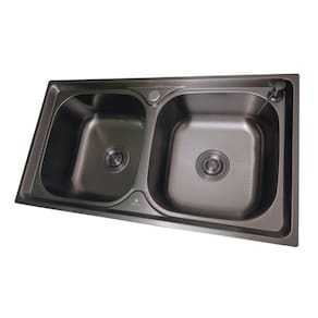 Cuba Dupla Gourmet Cozinha Aço Inox 304 Preta 78x43cm Preta