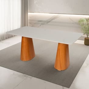 Mesa Retangular em Madeira Maciça Authentic Espresso Móveis Champagnhe/Off White