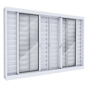 Janela de Aço Veneziana 6 Folhas com Grade Lucasa Branco