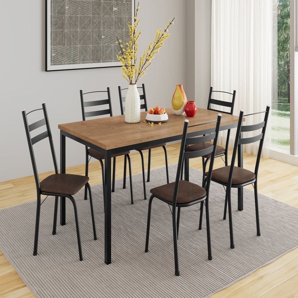 Conjunto de Mesa com 6 Cadeiras Adriana Preto/ Madeira Imbuia/Demolição