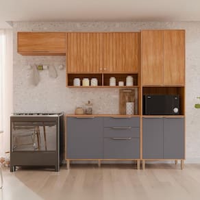 Cozinha Modulada 4 Peças com Torre Quente para Forno ou Microondas Divina Cinamomo/Titânio