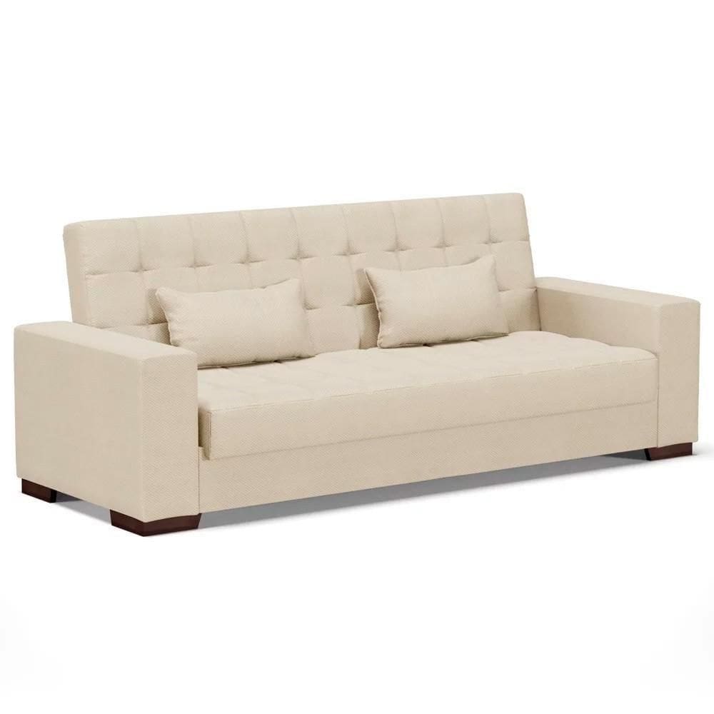 Sofá Cama Para Sala De Estar Lisboa Veludo Off White - Ibiza