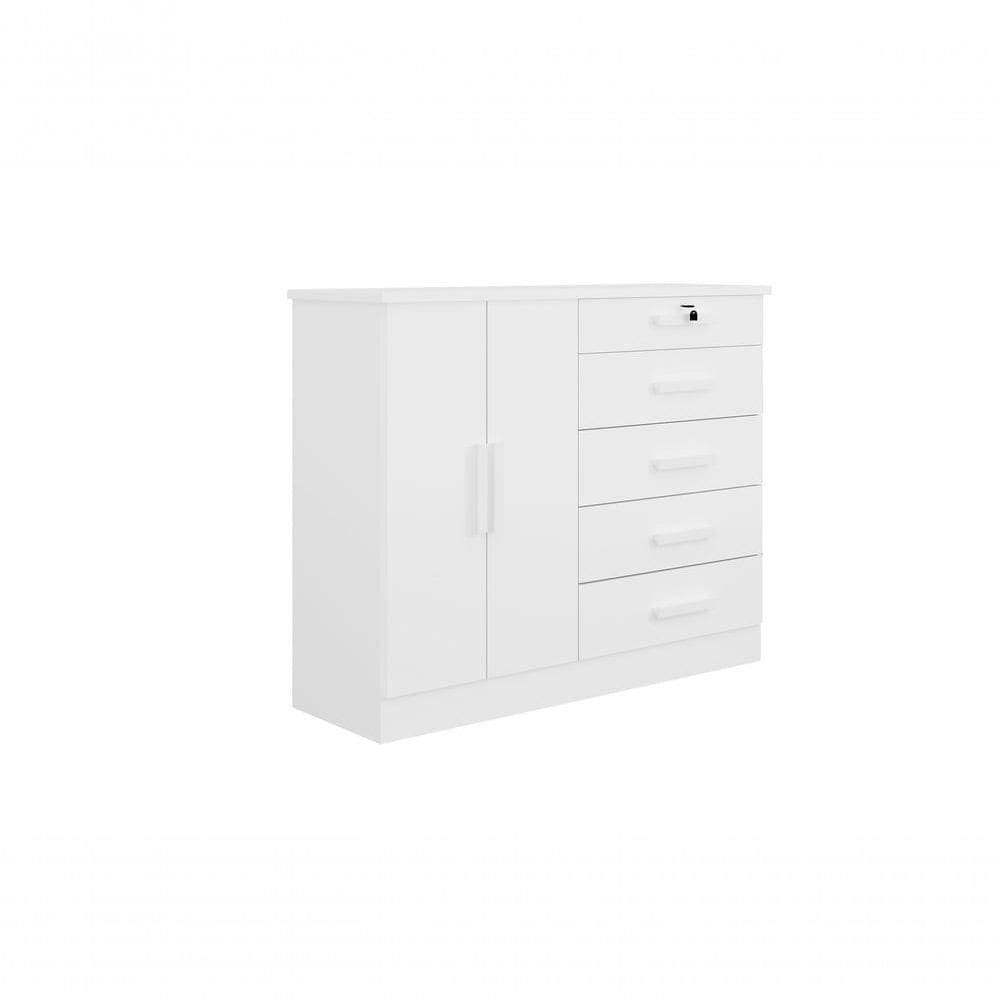 Cômoda New Athos 5 Gavetas Com Sapateira D` Doro Branco