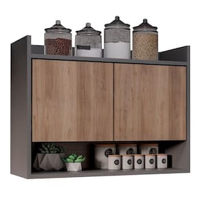Armário De Cozinha Aéreo 71cm 2 Portas 1 Nicho Ceci M24 Grafite/freijó - Mpozenato