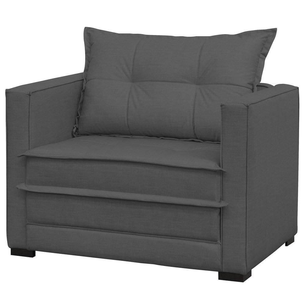 Sofá Cama Solteiro Londres Suede Cinza Escuro - D`monegatto