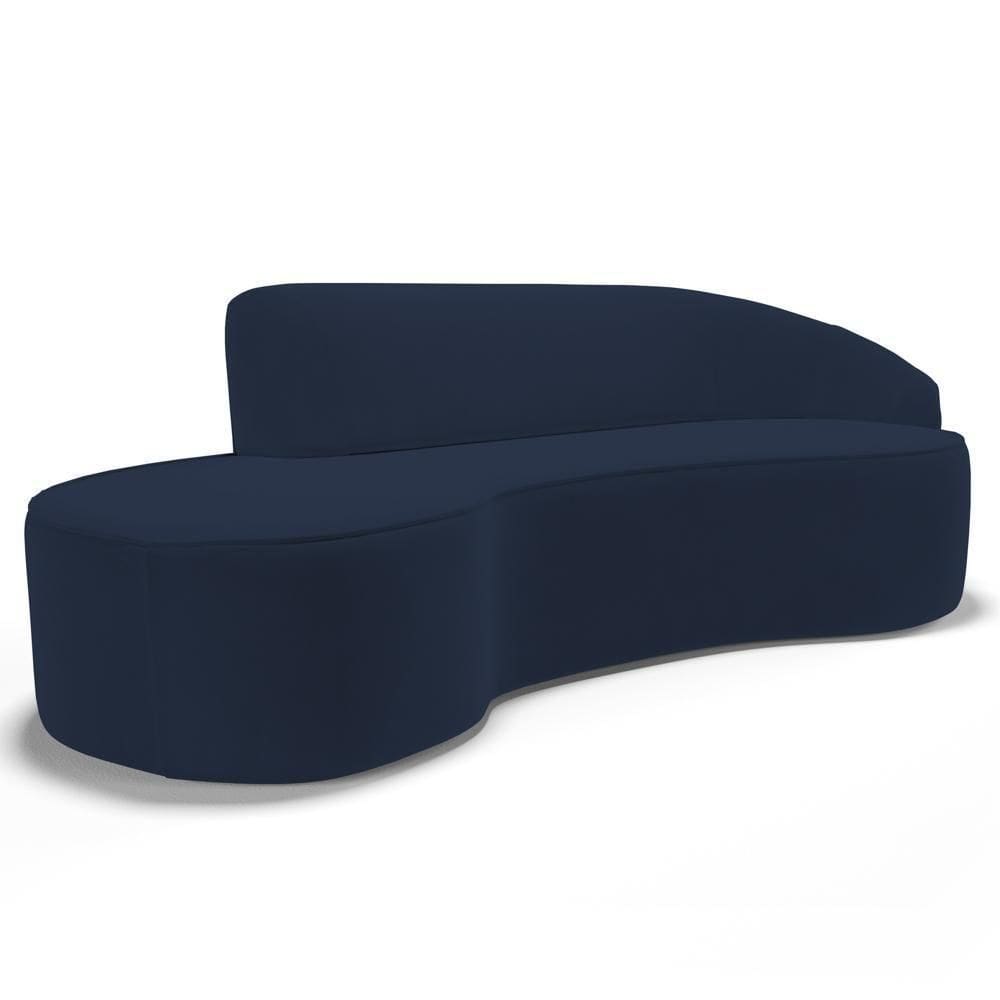 Sofá Living 4 Lugares 300cm Braço Direito Mozart D06 Veludo Azul - Mpozenato